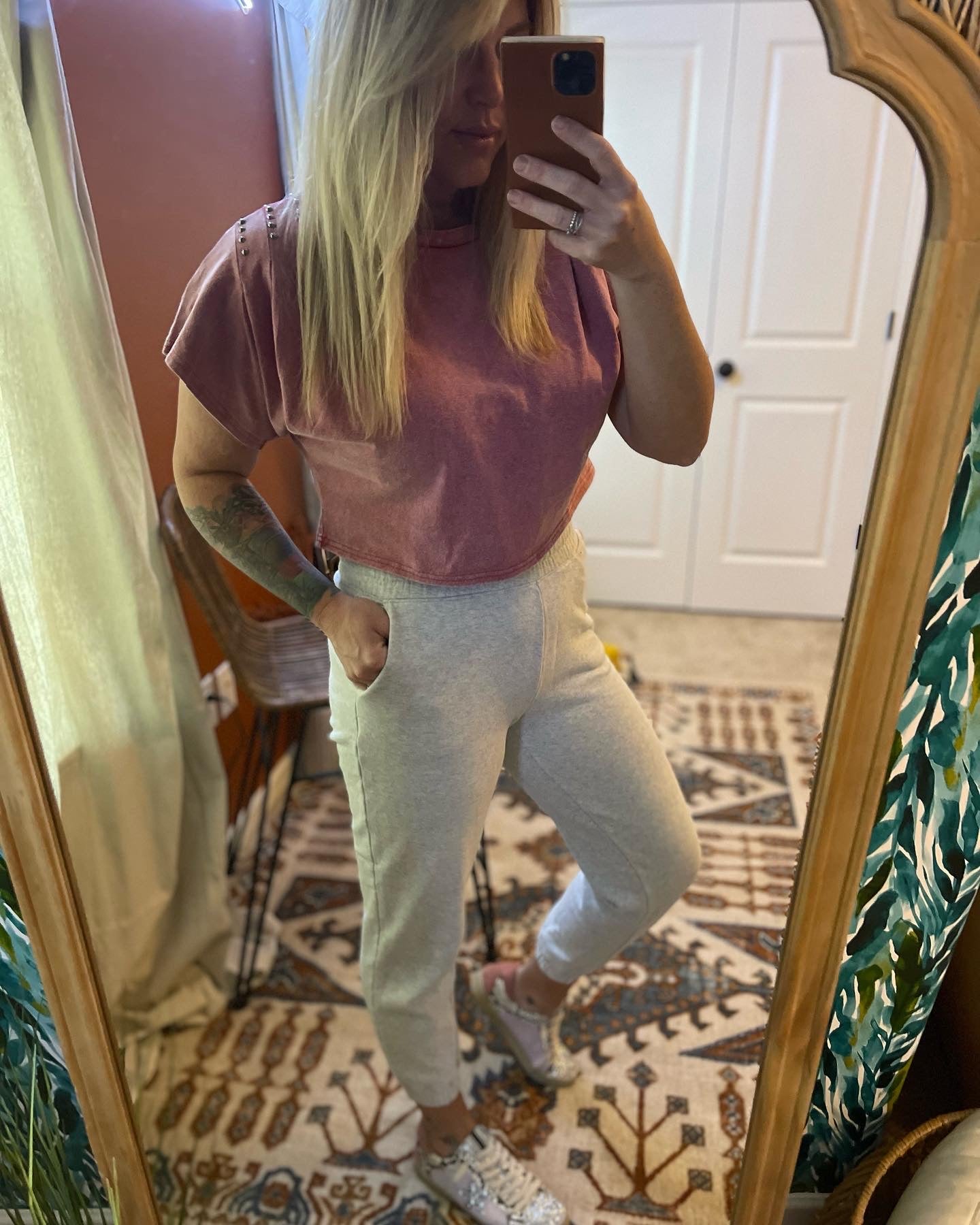 MAUVE STUDDED CROP
