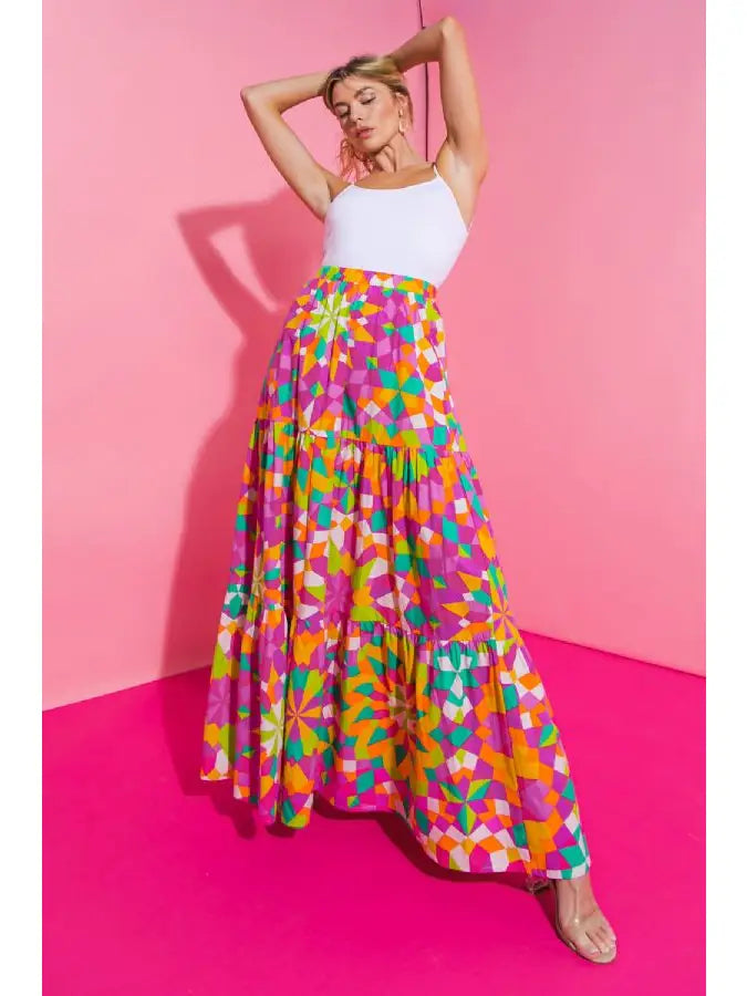 PRINTED POPLIN SKIRT