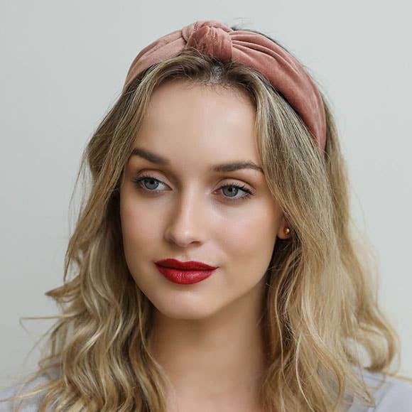 Blush Velvet Turban Twist Knot Headband