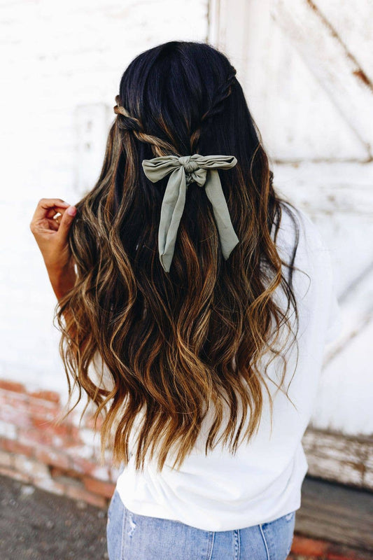 Olive Long Bow Scrunchie