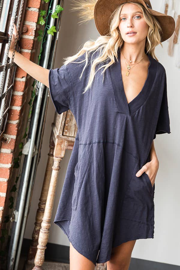 Oversized Navy Solid Romper